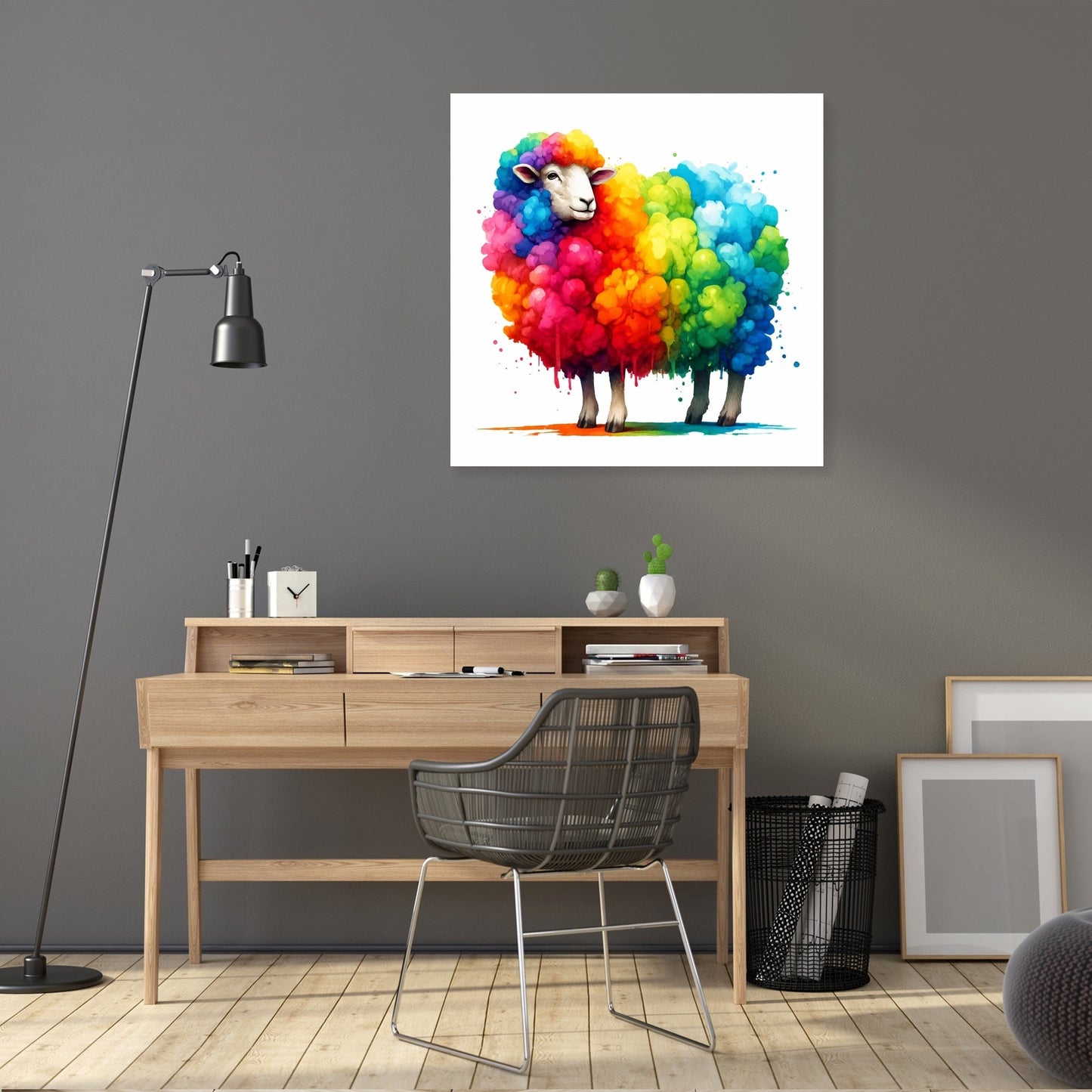Rainbow Wool Sheep Canvas
