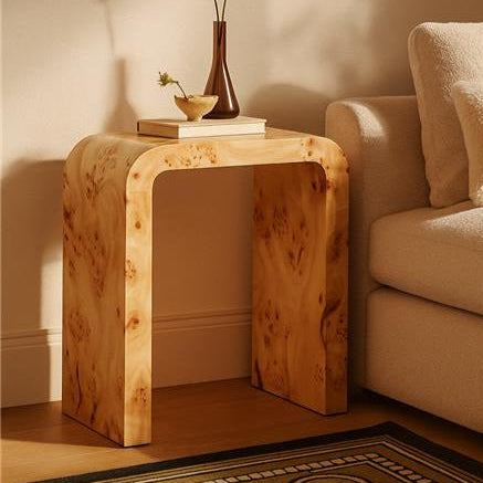 Mota Natural Wood Effect Curved Side Table
