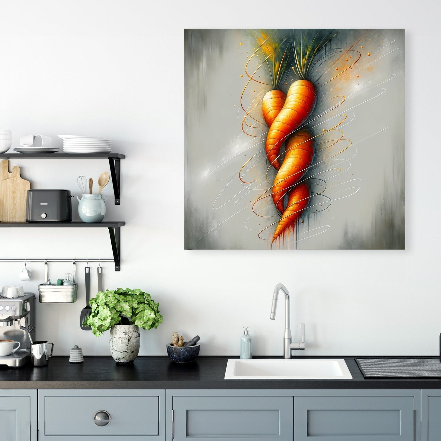 Whimsical Carrot Swirl Canvas
