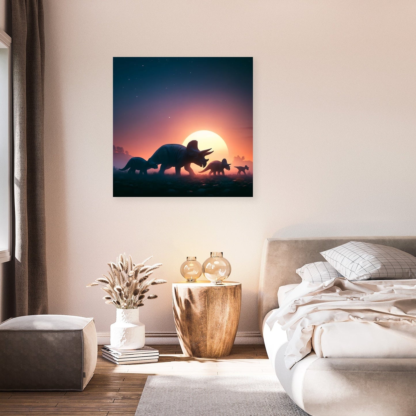 Sunset Journey Triceratops Canvas