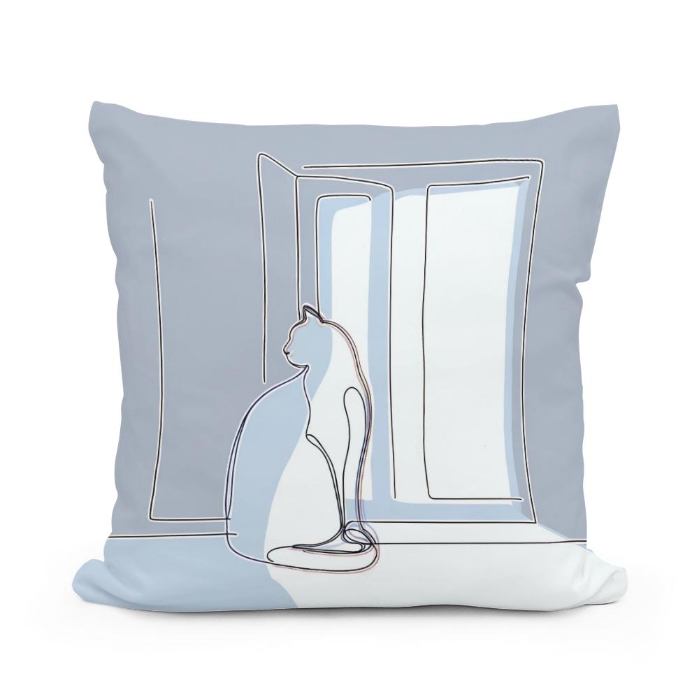 Sunlit Feline Grace Cotton Cushion