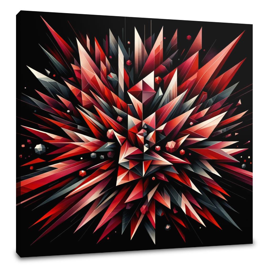 Fiery Embrace: Geometric Passion Canvas
