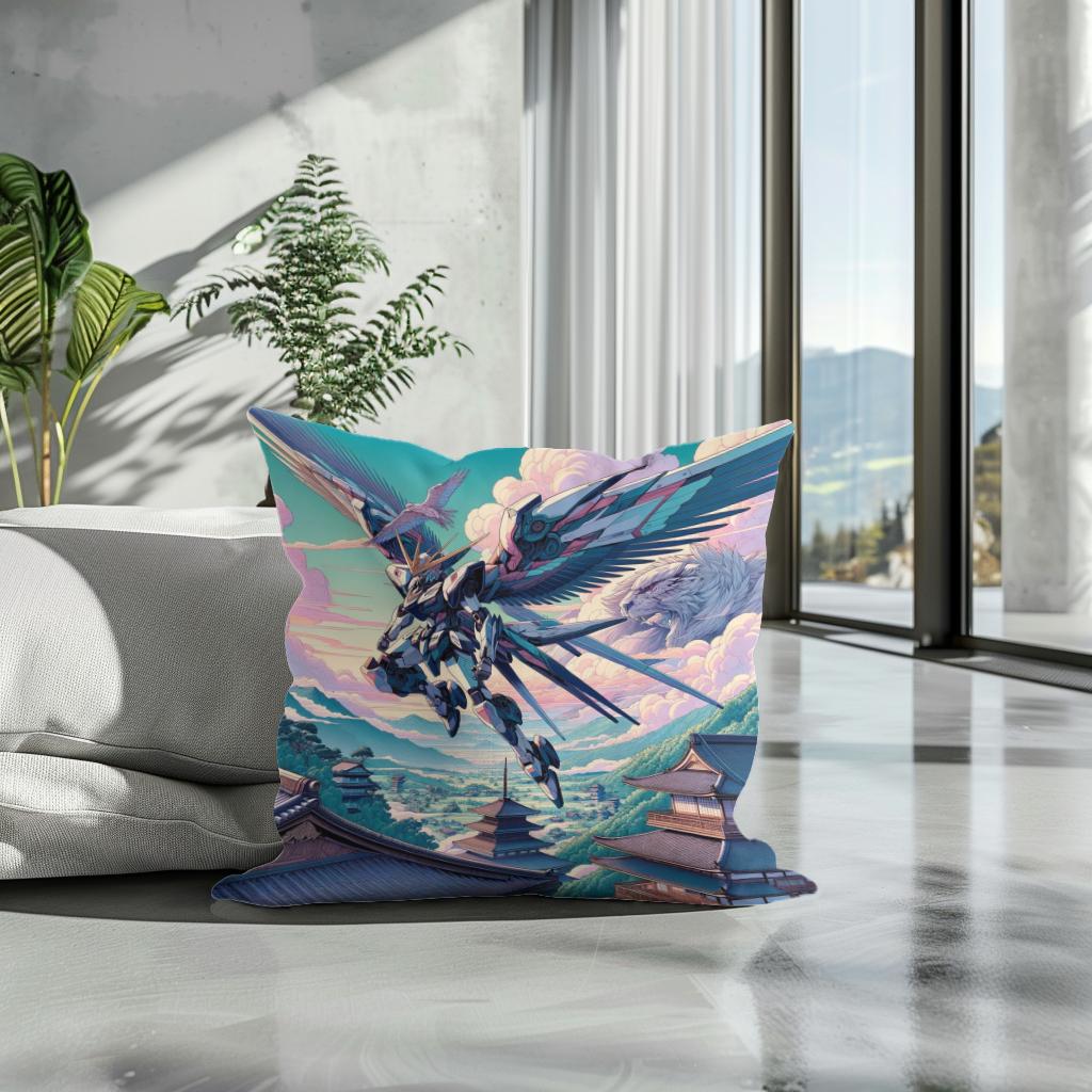 Skybound Mecha Warrior Cotton Cushion