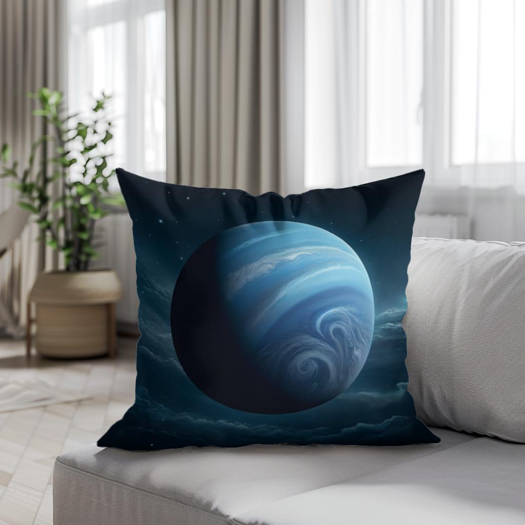 Neptune's Cosmic Majesty Cotton Cushion