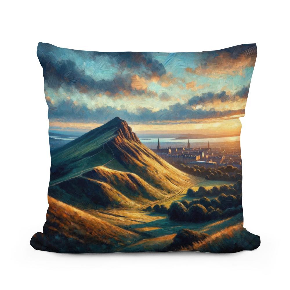 Edinburgh's Arthur's Seat Dusk Cotton Cushion