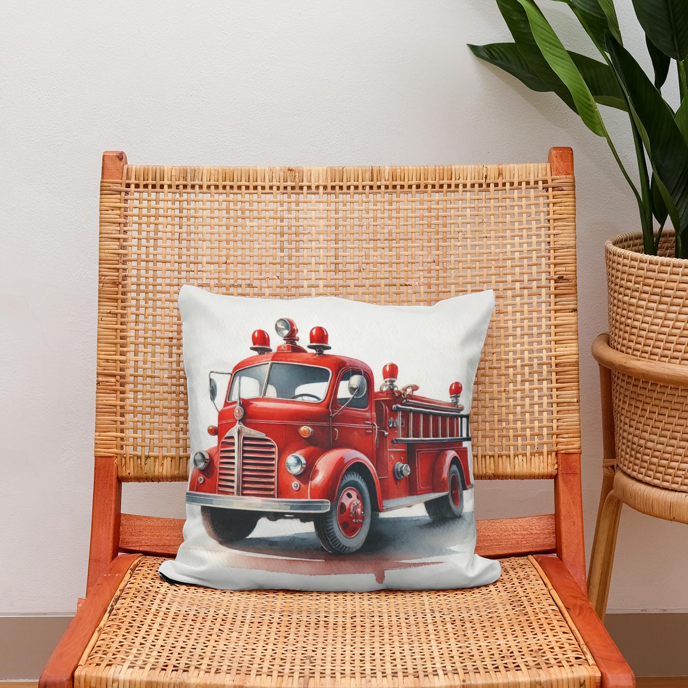 Vintage Fire Truck Cotton Cushion