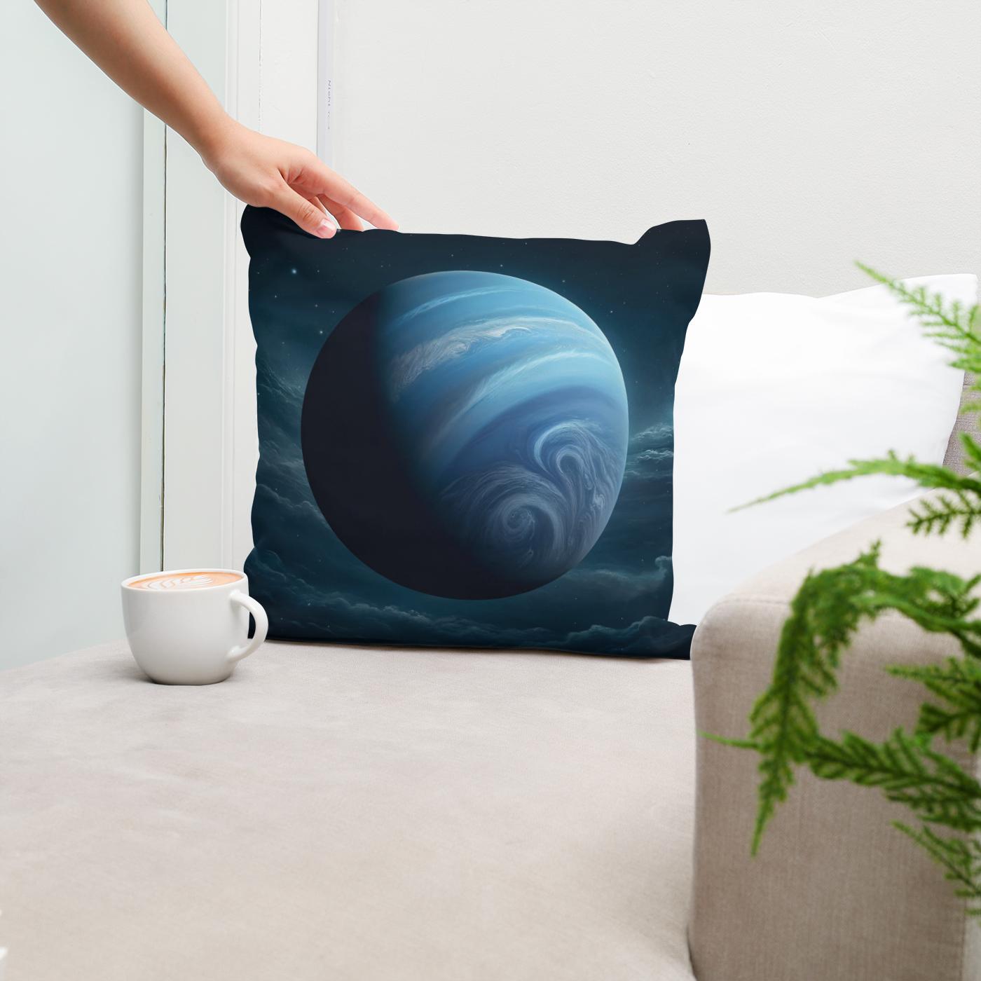 Neptune's Cosmic Majesty Cotton Cushion