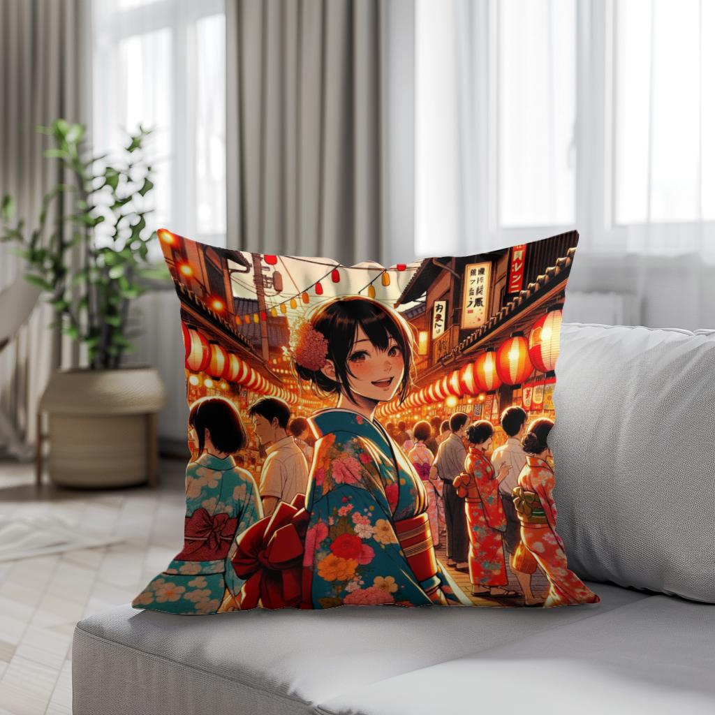 Festive Yukata Joy Cotton Cushion