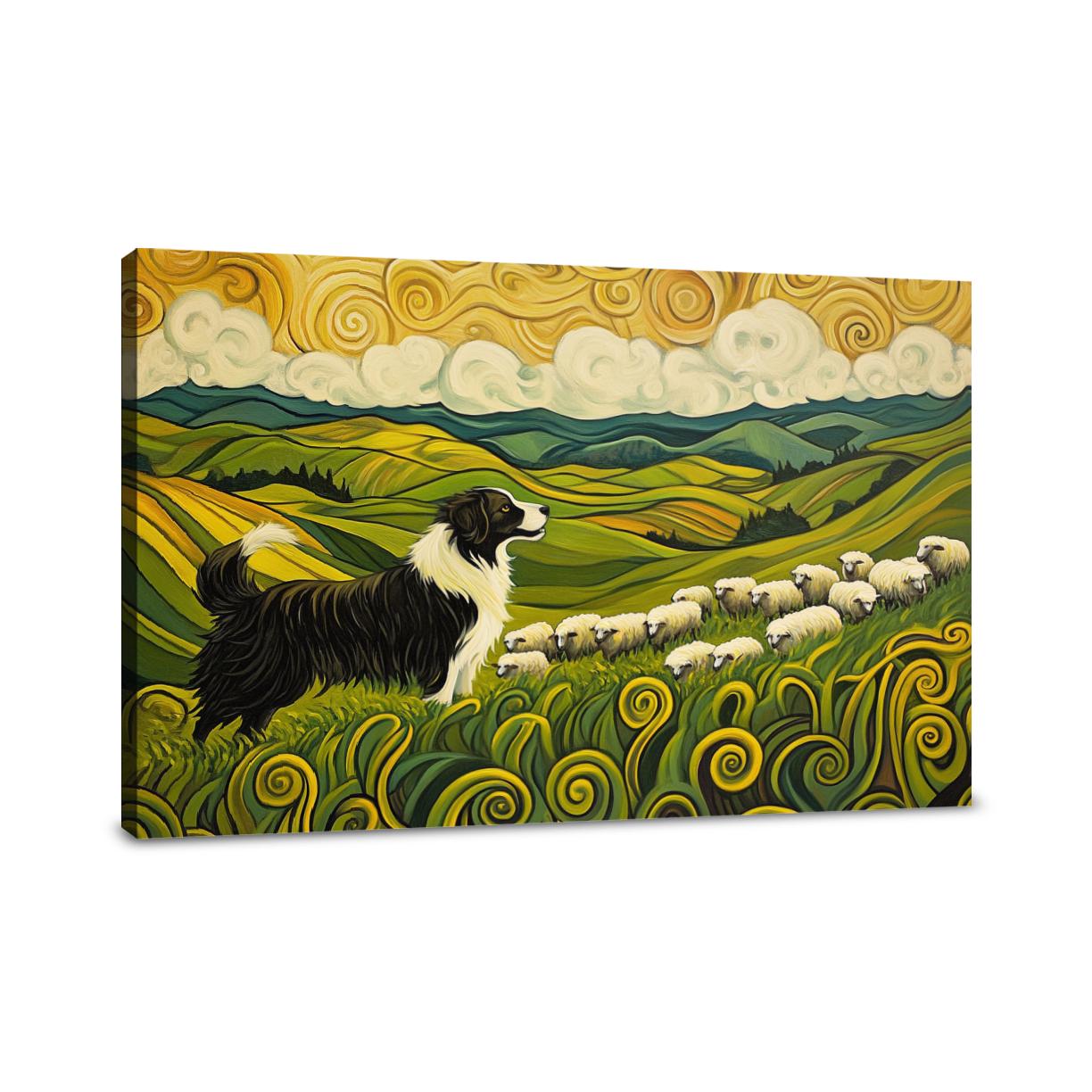 Energetic Border Collie Canvas