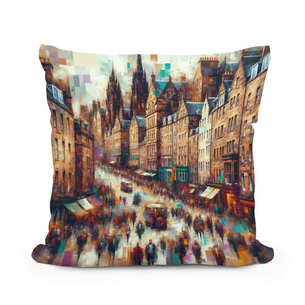 Edinburgh Royal Mile Abstract Essence Cotton Cushion