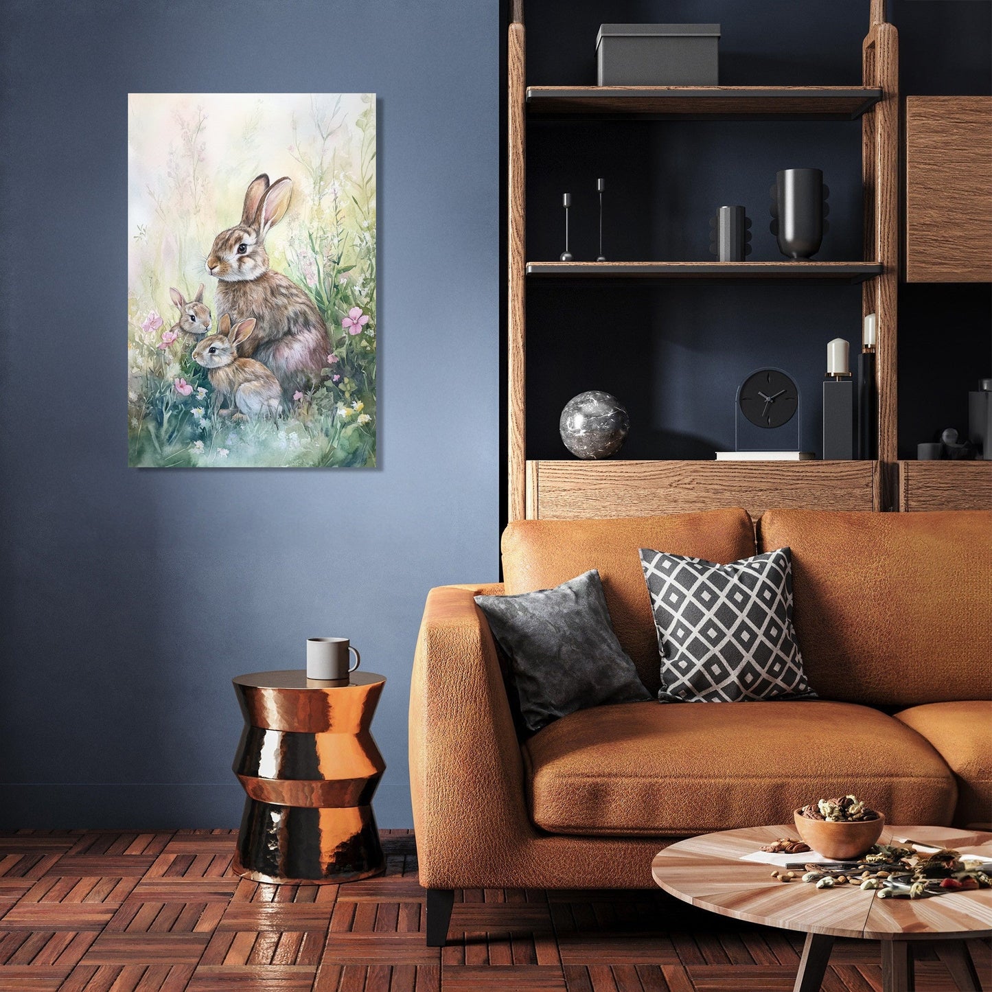 Rabbit Family Spring Canvas