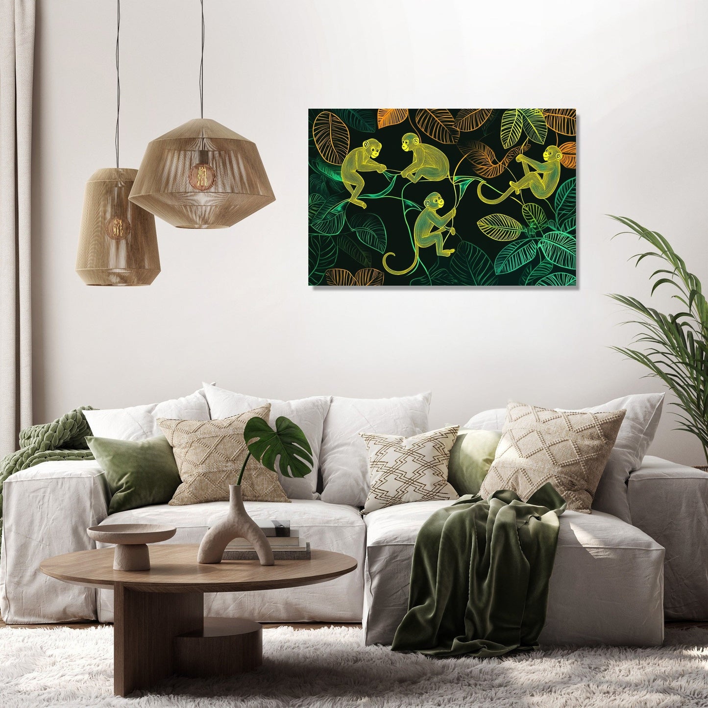 Swinging Monkeys Jungle Canvas