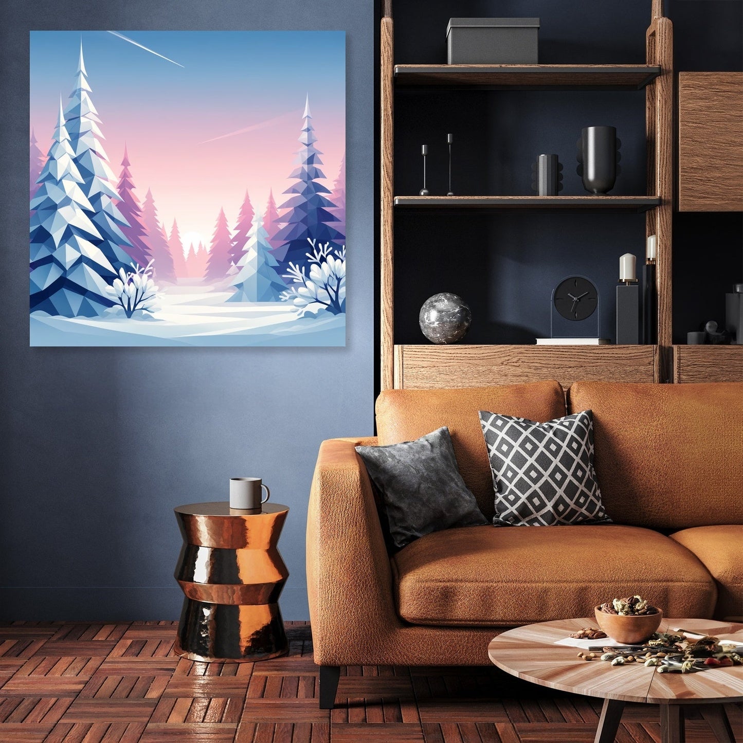 Frosty Dawn Geometry Canvas