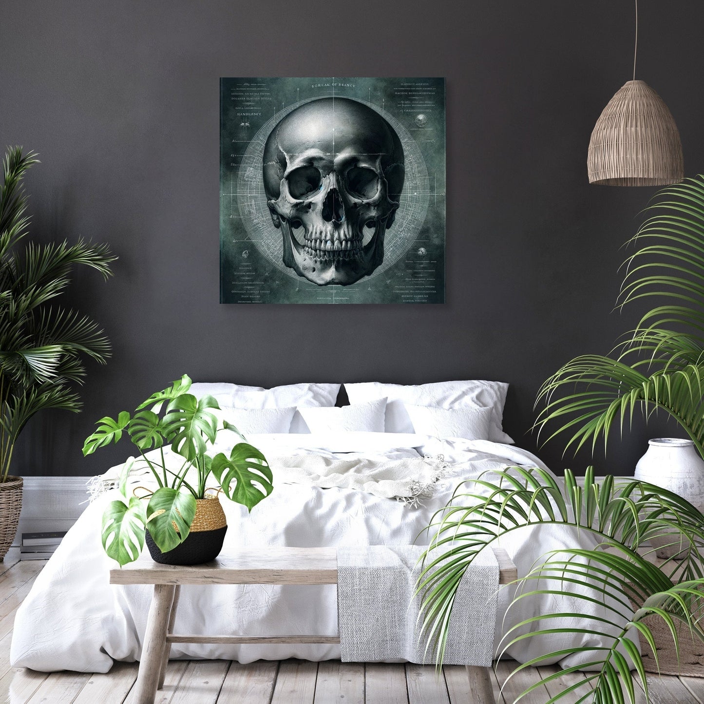 Scientific Illustration Skull Canvas