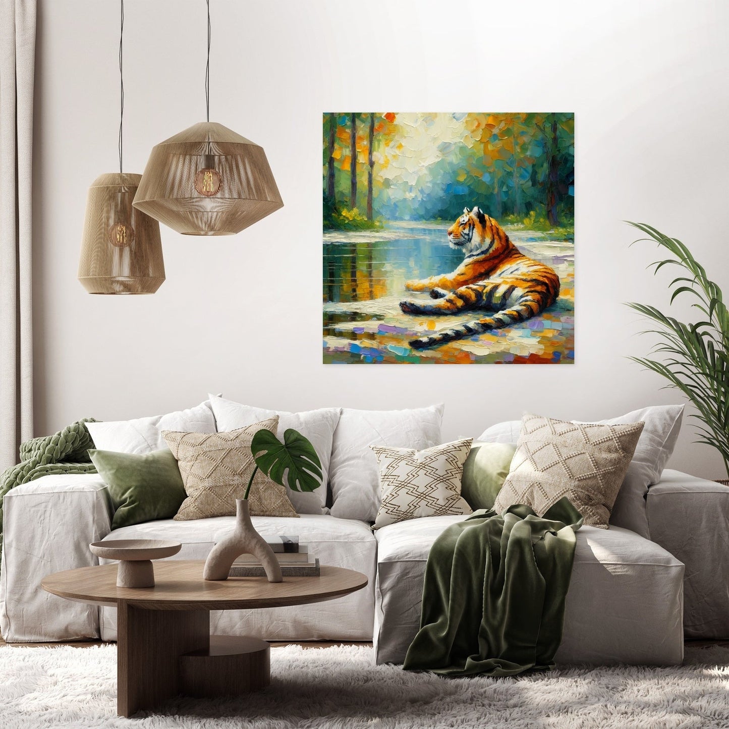 Tranquil Pond Tiger Canvas