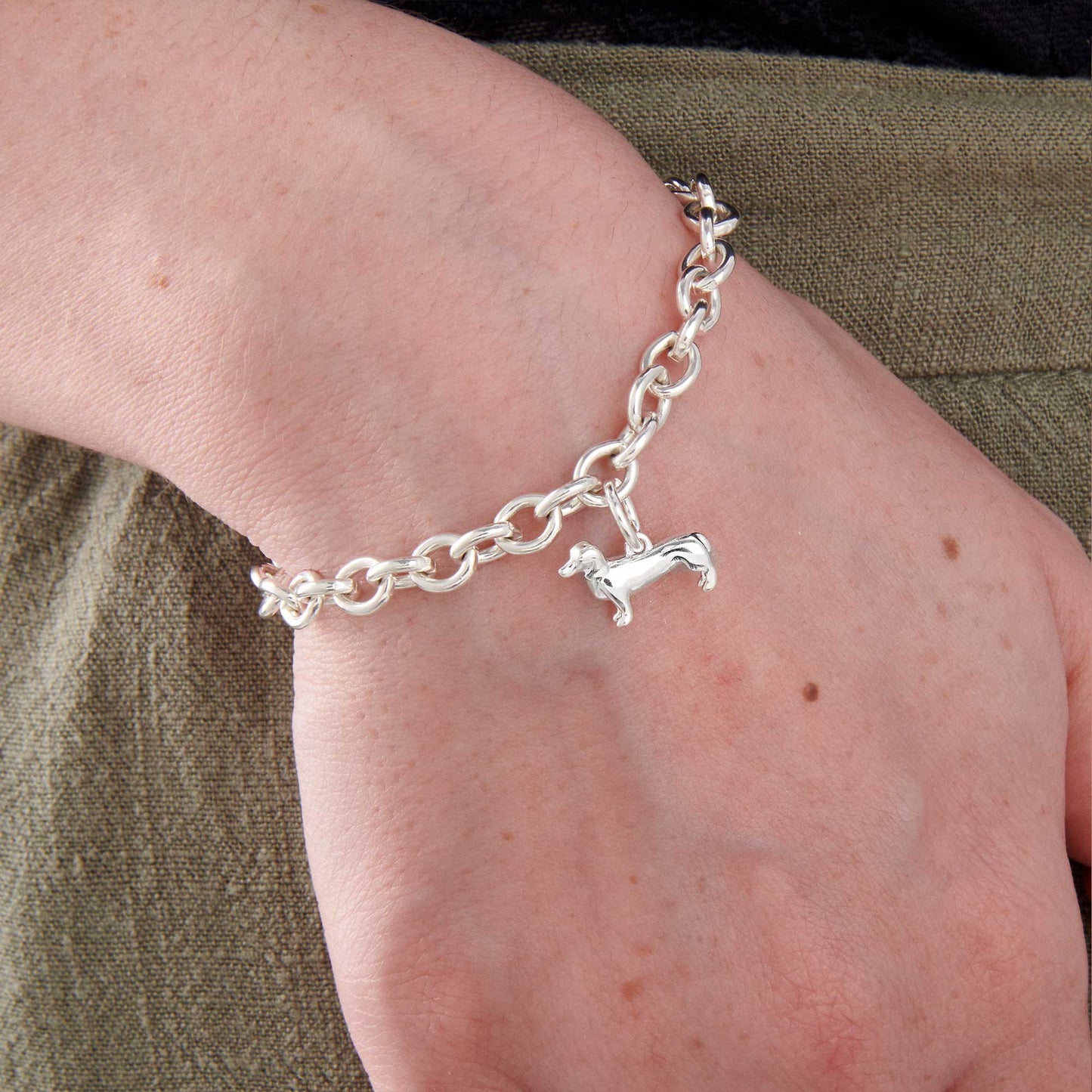 Dachshund Silver Dog Charm