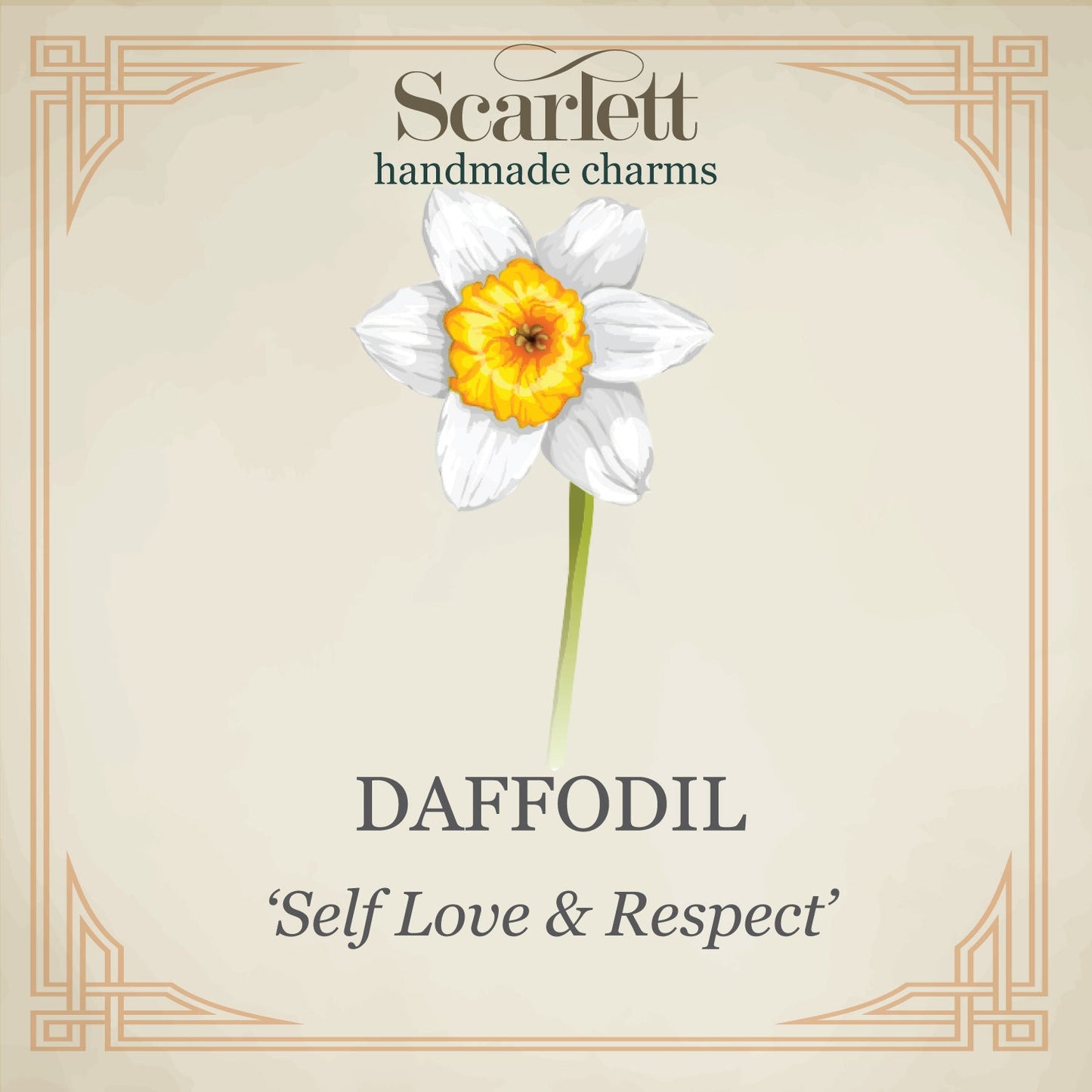 Daffodil Flower Silver & Solid Gold Charm