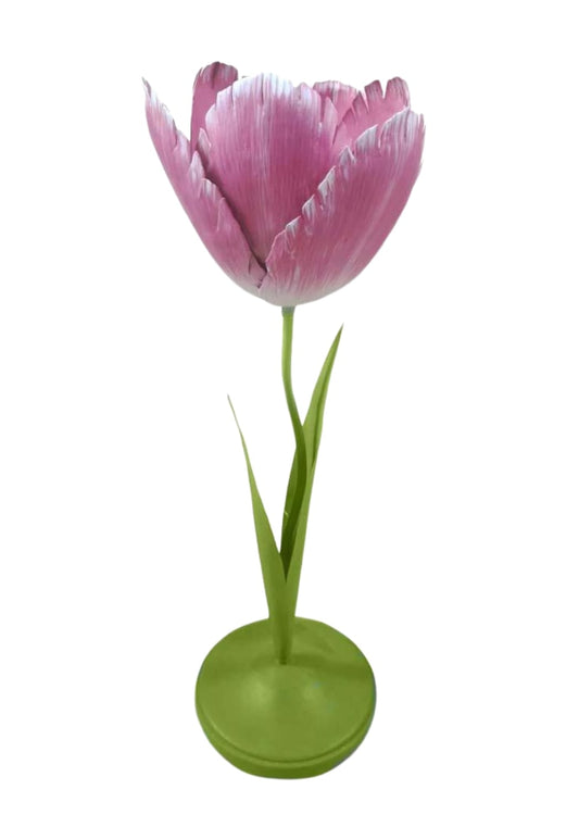 Dahlia Pink Petal Candleholder - Tole