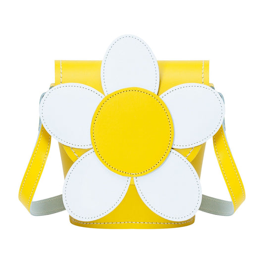 Handmade Leather Daisy Barrel Bag - Pastel Yellow