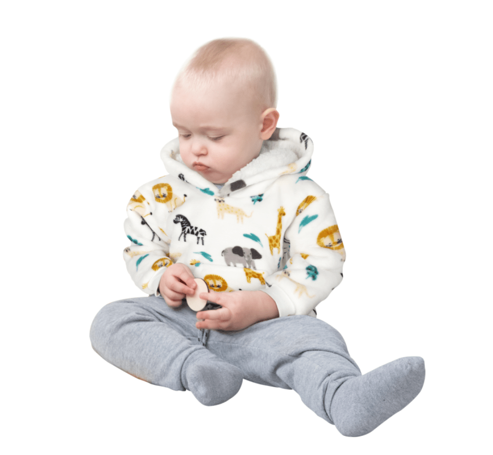 Kids Hoodie Safari & Sloth Blanket for Toddlers Ages 0-4 Unisex Warm Fluffy Wearable Sweatshirt with Pocket by Daisy Dreamer