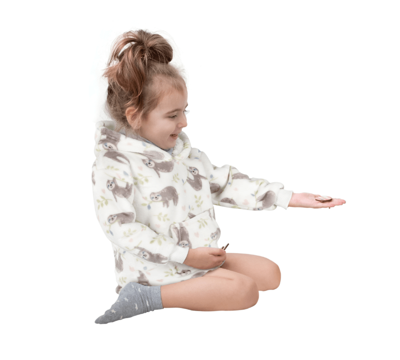Kids Hoodie Safari & Sloth Blanket for Toddlers Ages 0-4 Unisex Warm Fluffy Wearable Sweatshirt with Pocket by Daisy Dreamer