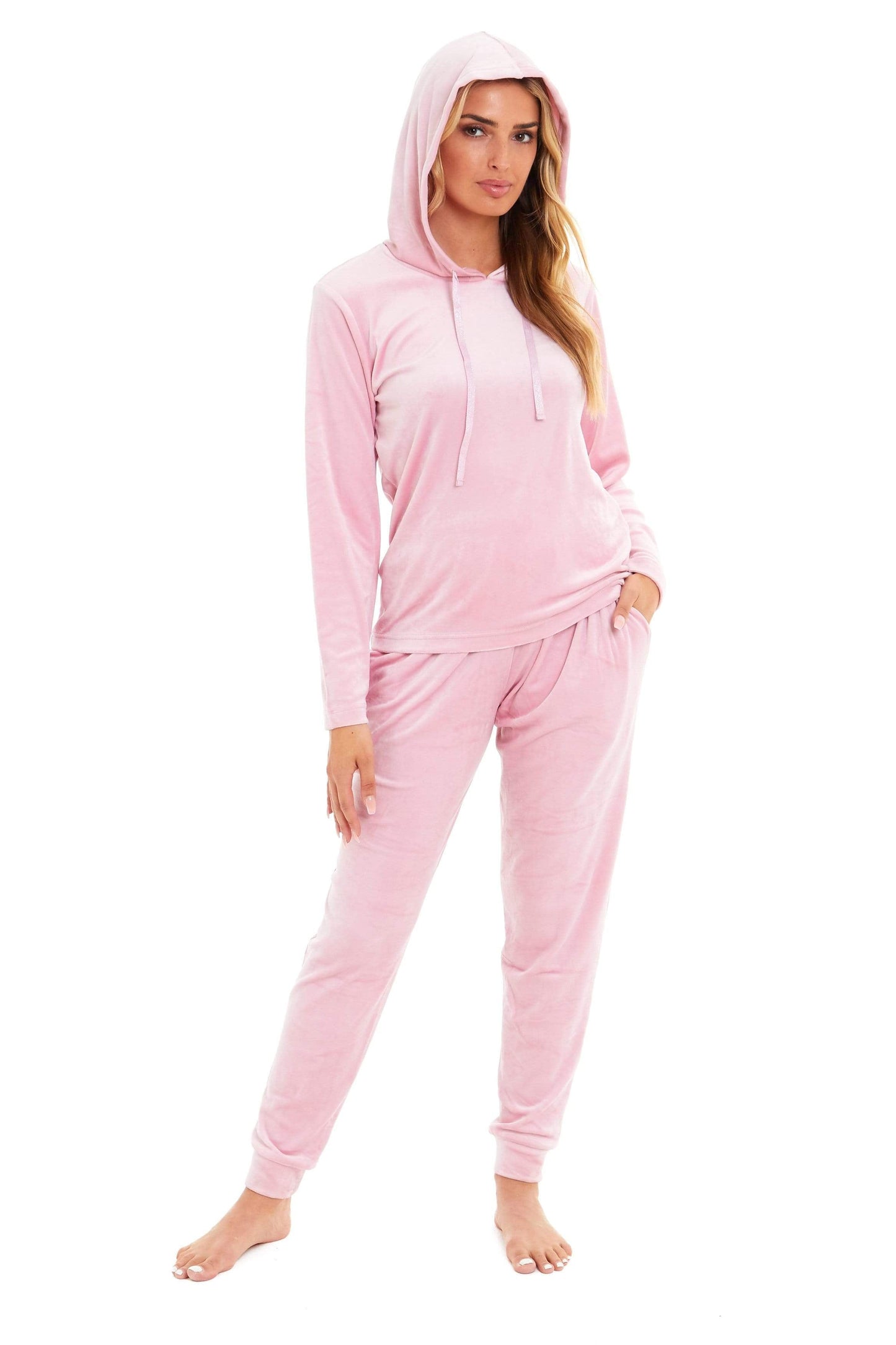 OLIVIA ROCCO Women's Velour Soft Touch Hooded Pyjama Set for Lounging and Sleep - Warm, Stretchable Nightwear Sizes 8-22