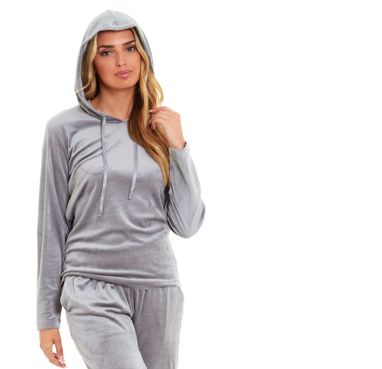 OLIVIA ROCCO Women's Velour Soft Touch Hooded Pyjama Set for Lounging and Sleep - Warm, Stretchable Nightwear Sizes 8-22