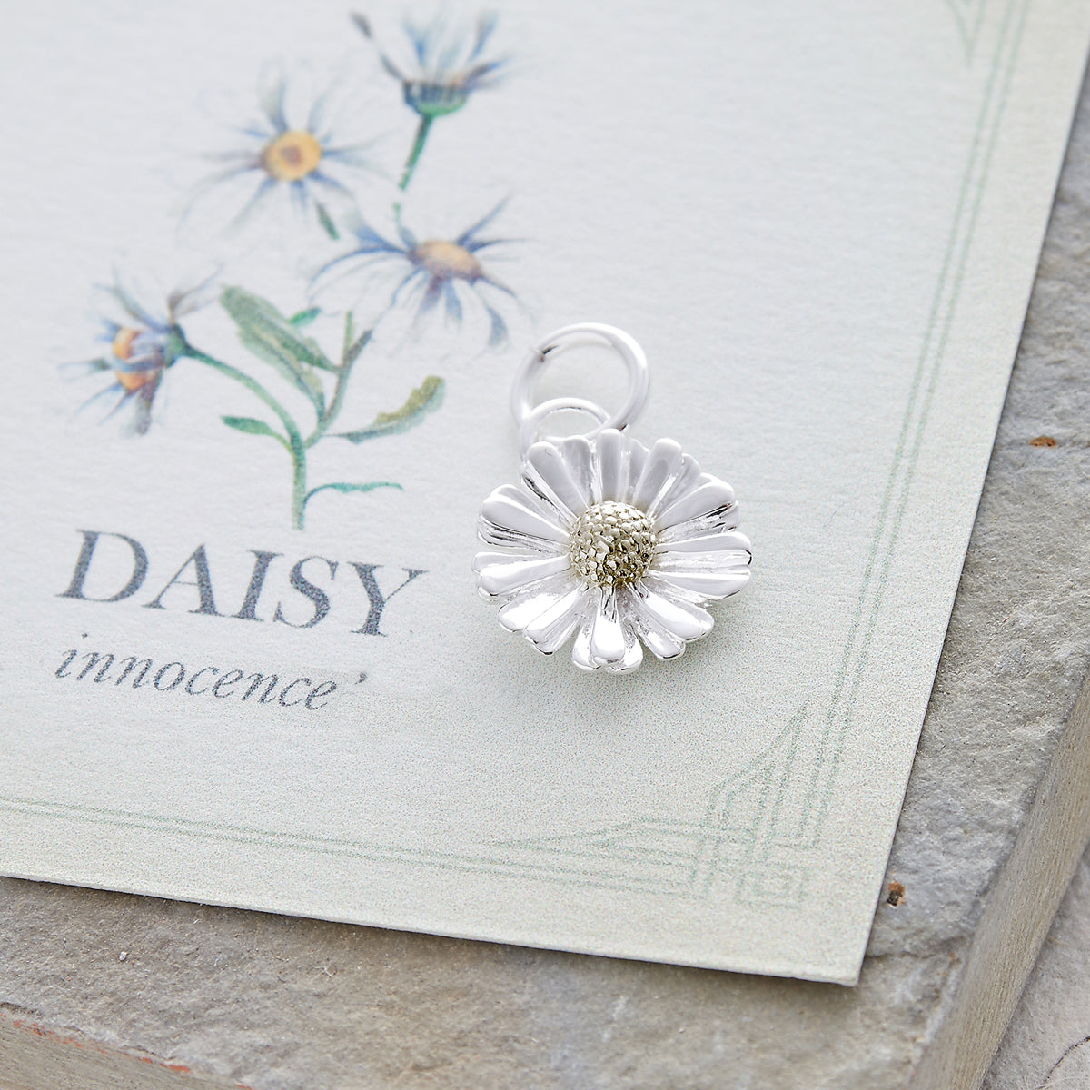 Daisy Flower Silver & Solid Gold Charm