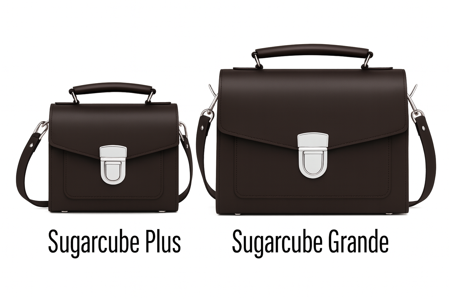 Handmade Leather Sugarcube Handbag - Dark Brown