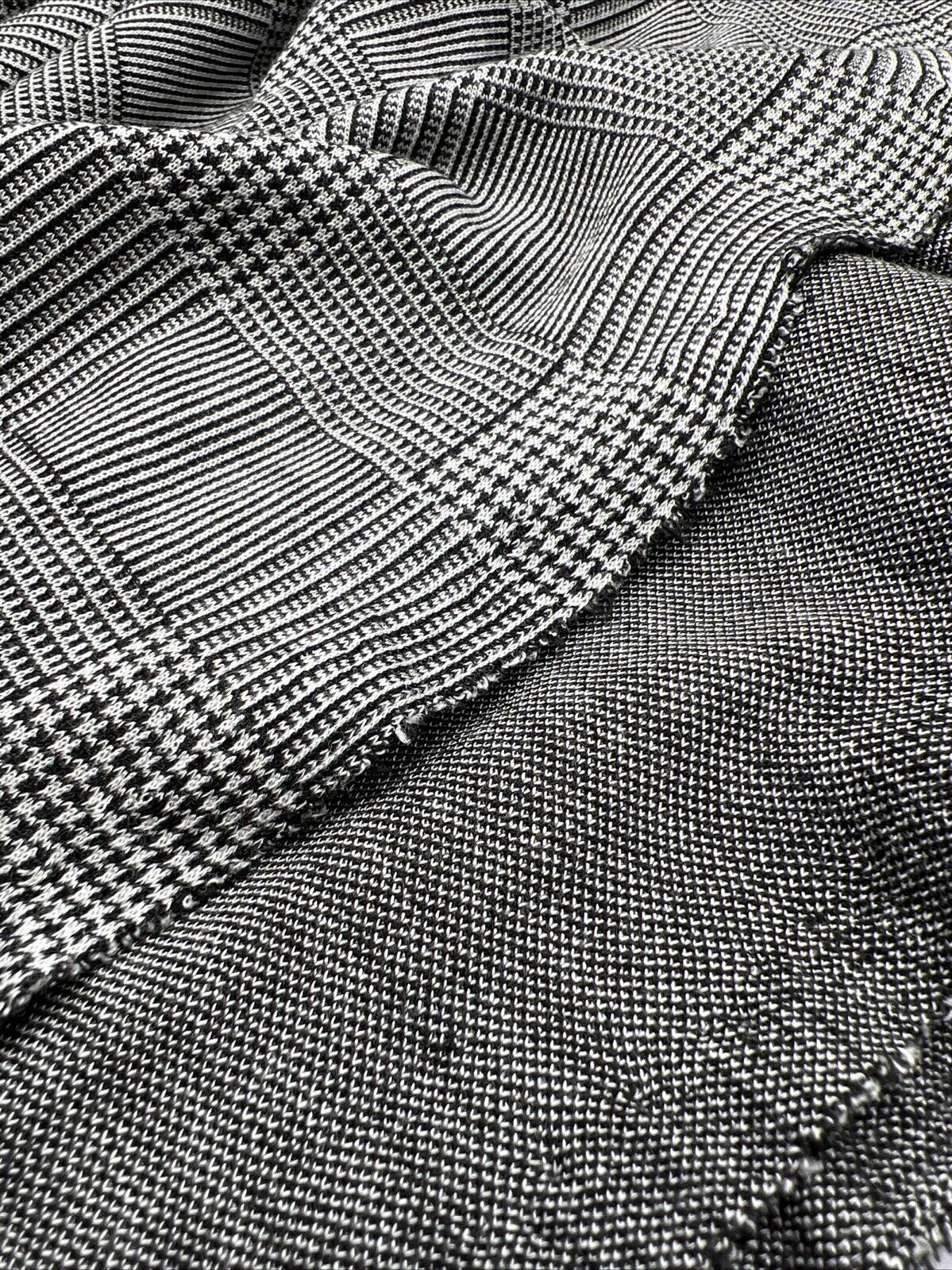Dark Grey Black Check Ponte Fabric