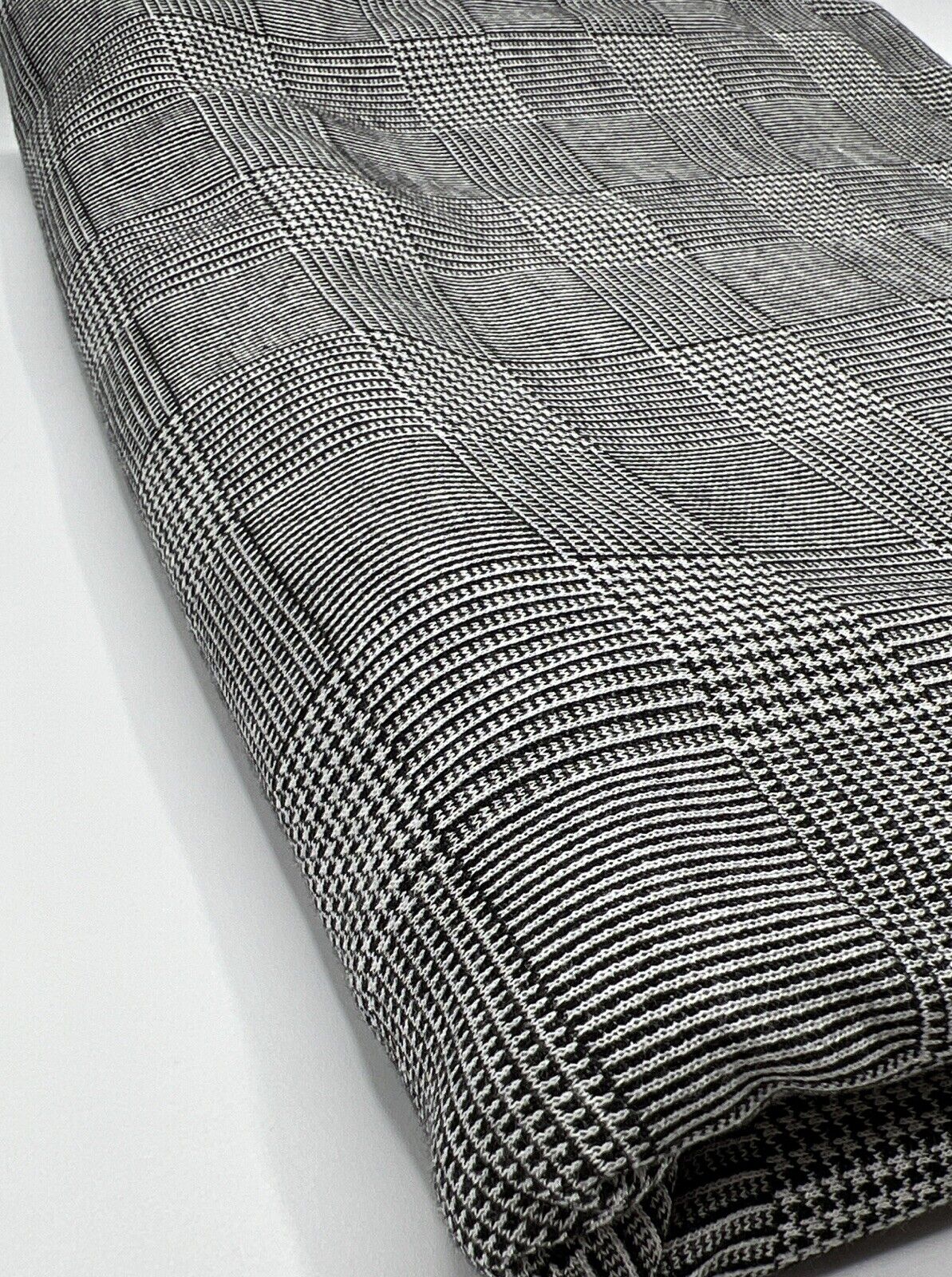 Dark Grey Black Check Ponte Fabric