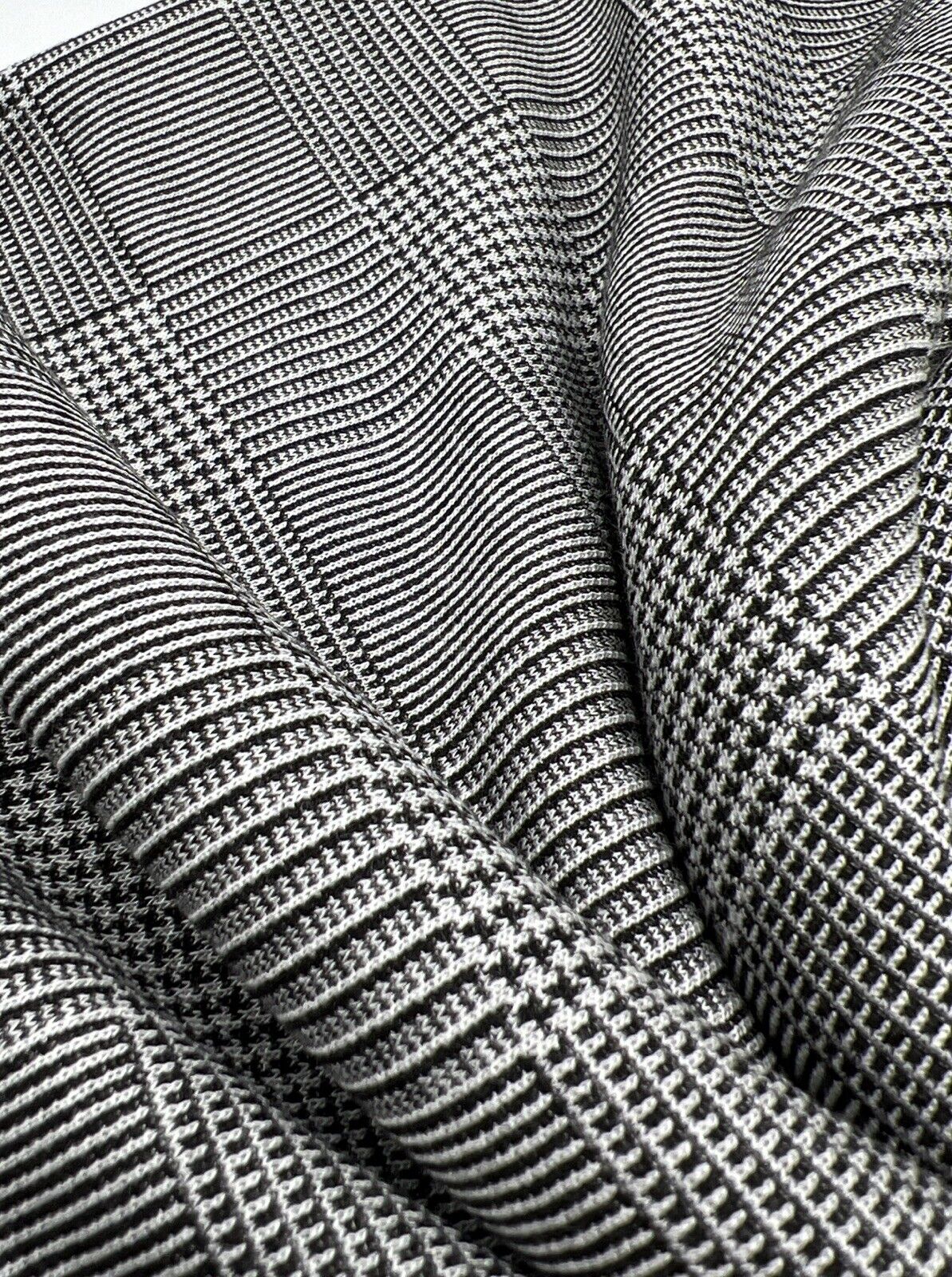 Dark Grey Black Check Ponte Fabric