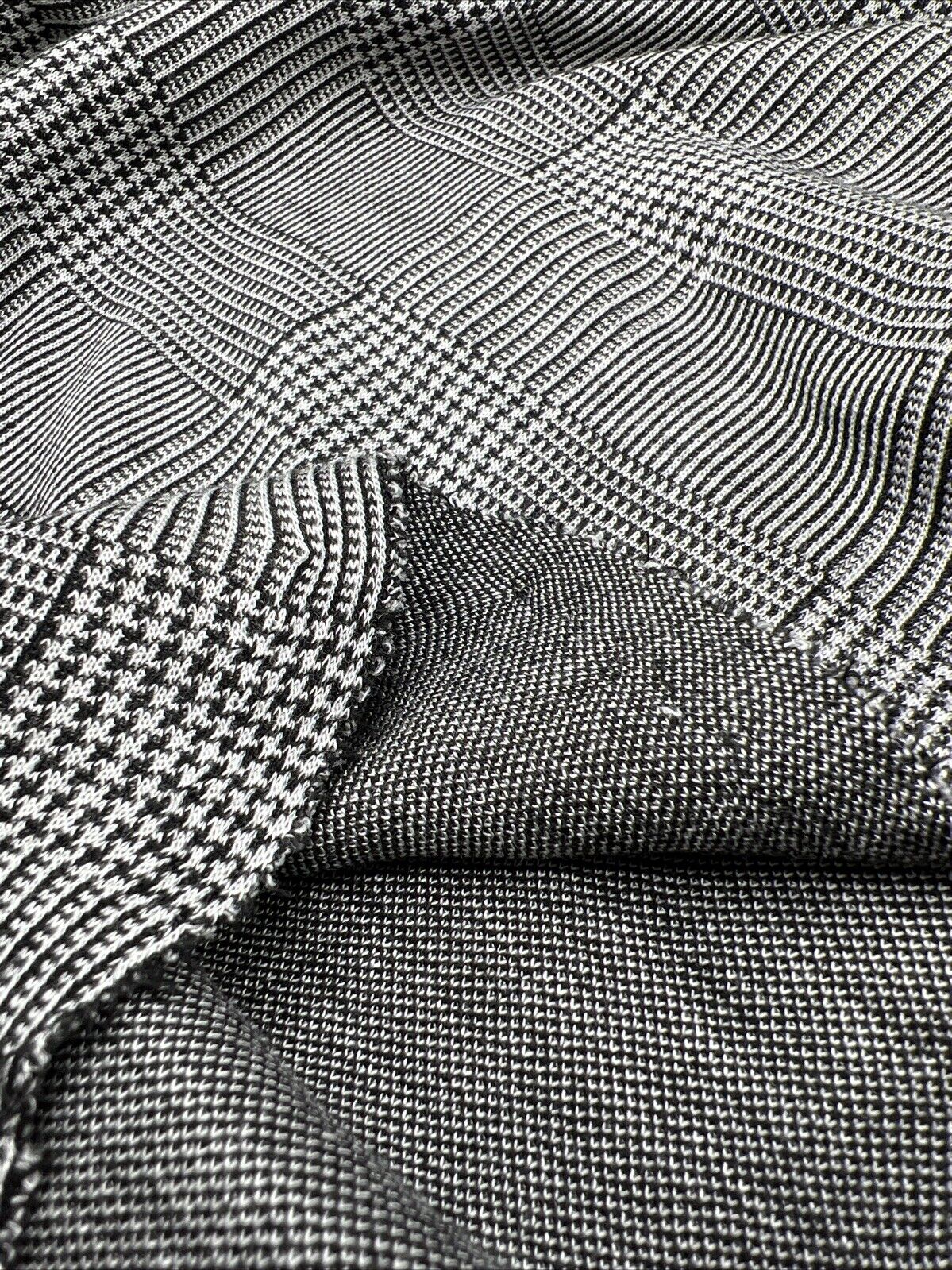 Dark Grey Black Check Ponte Fabric