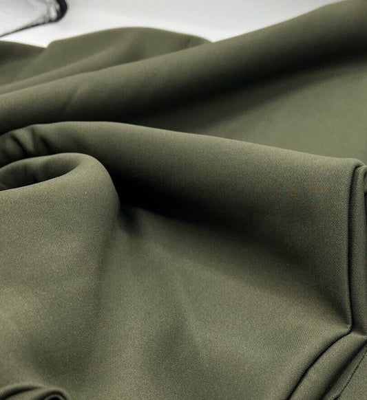 Dark Khaki Plain Scuba 4 Way Stretch Smooth Jersey Fabric