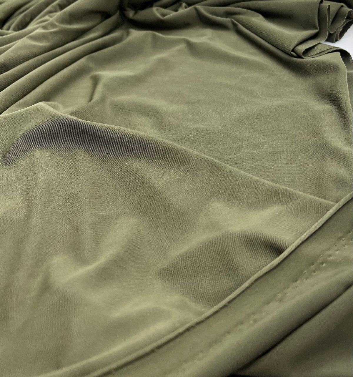 Dark Khaki Shiny Soft Touch Slinky 4 Way Stretch Fabric