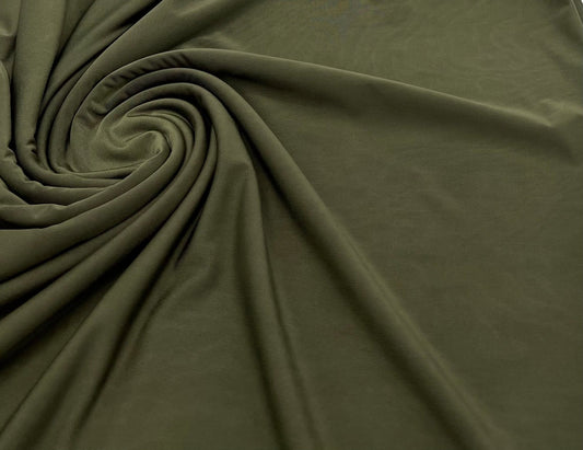 Dark Khaki Shiny Soft Touch Slinky 4 Way Stretch Fabric