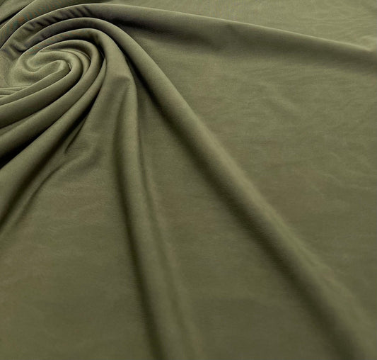 Dark Khaki Shiny Soft Touch Slinky 4 Way Stretch Fabric