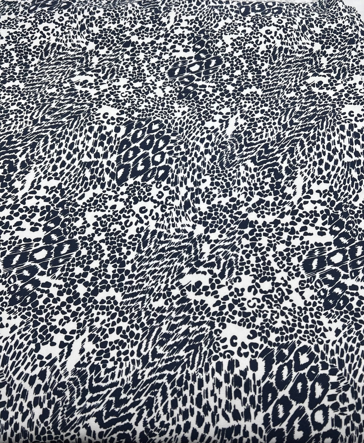 Dark Navy Animal Print Viscose Elastane Fabric