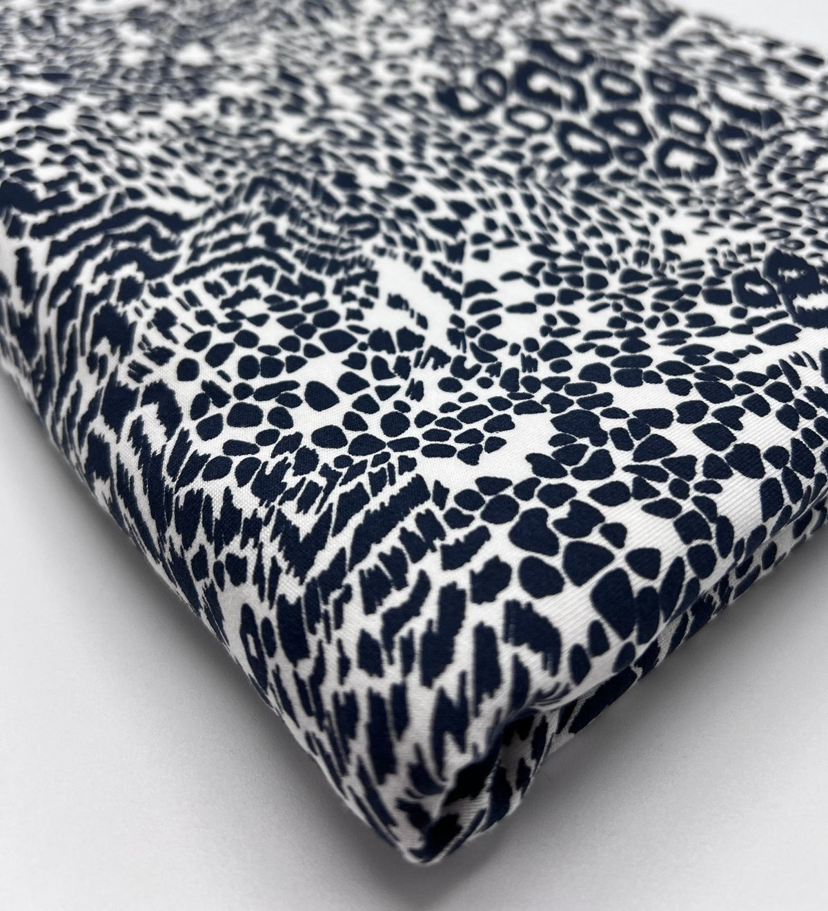 Dark Navy Animal Print Viscose Elastane Fabric