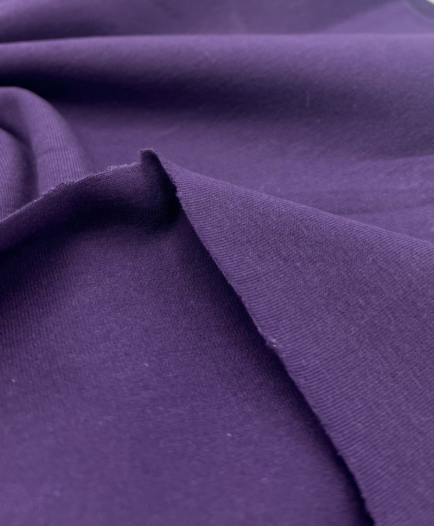 Dark Purple Cotton Stretch Jersey 240 GSM 92/8 Lycra 4 Way Stretch