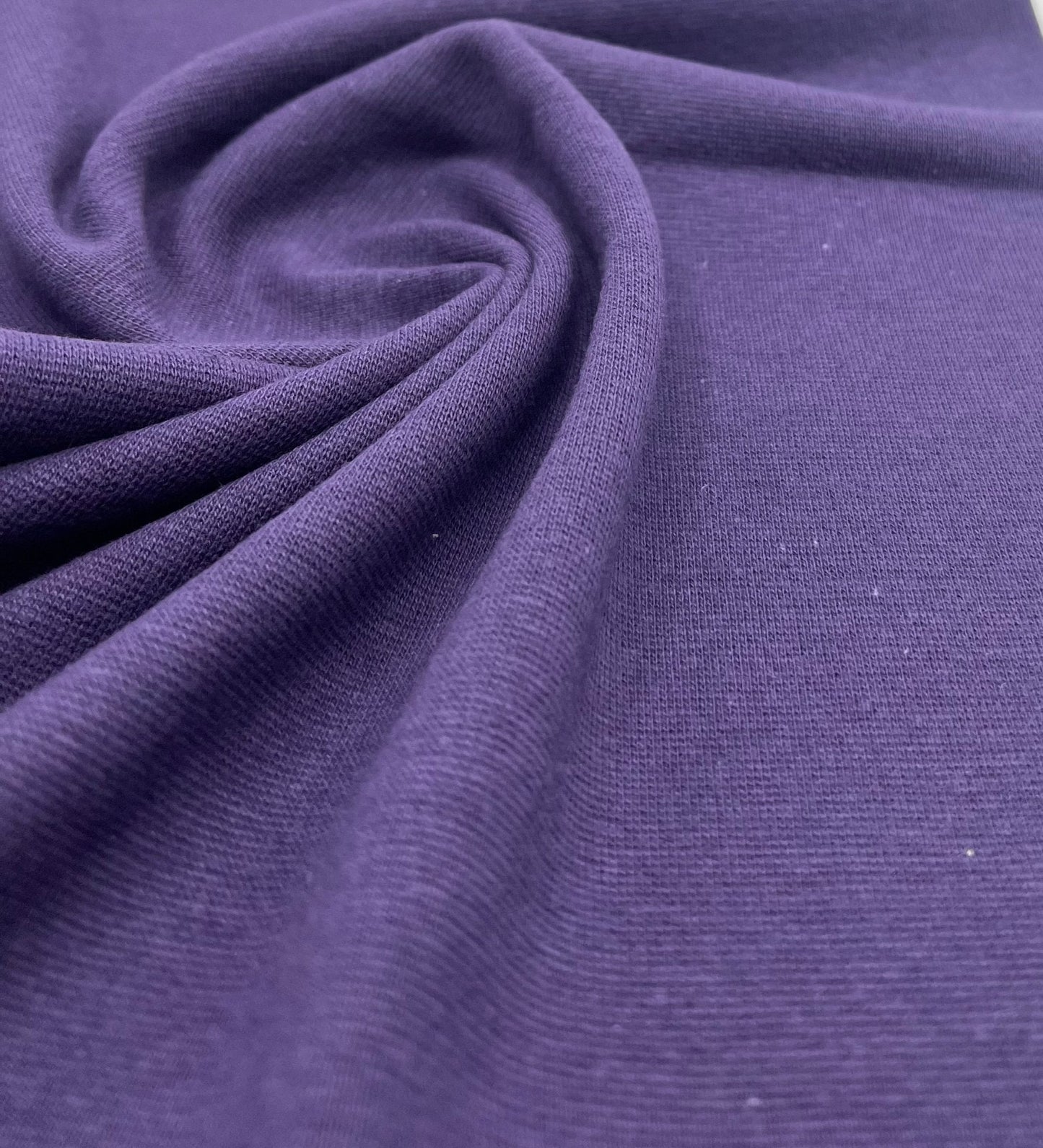 Dark Purple Jersey Cuffing Ribbing Fabric 270 GSM Cotton Knit 70cm Wide