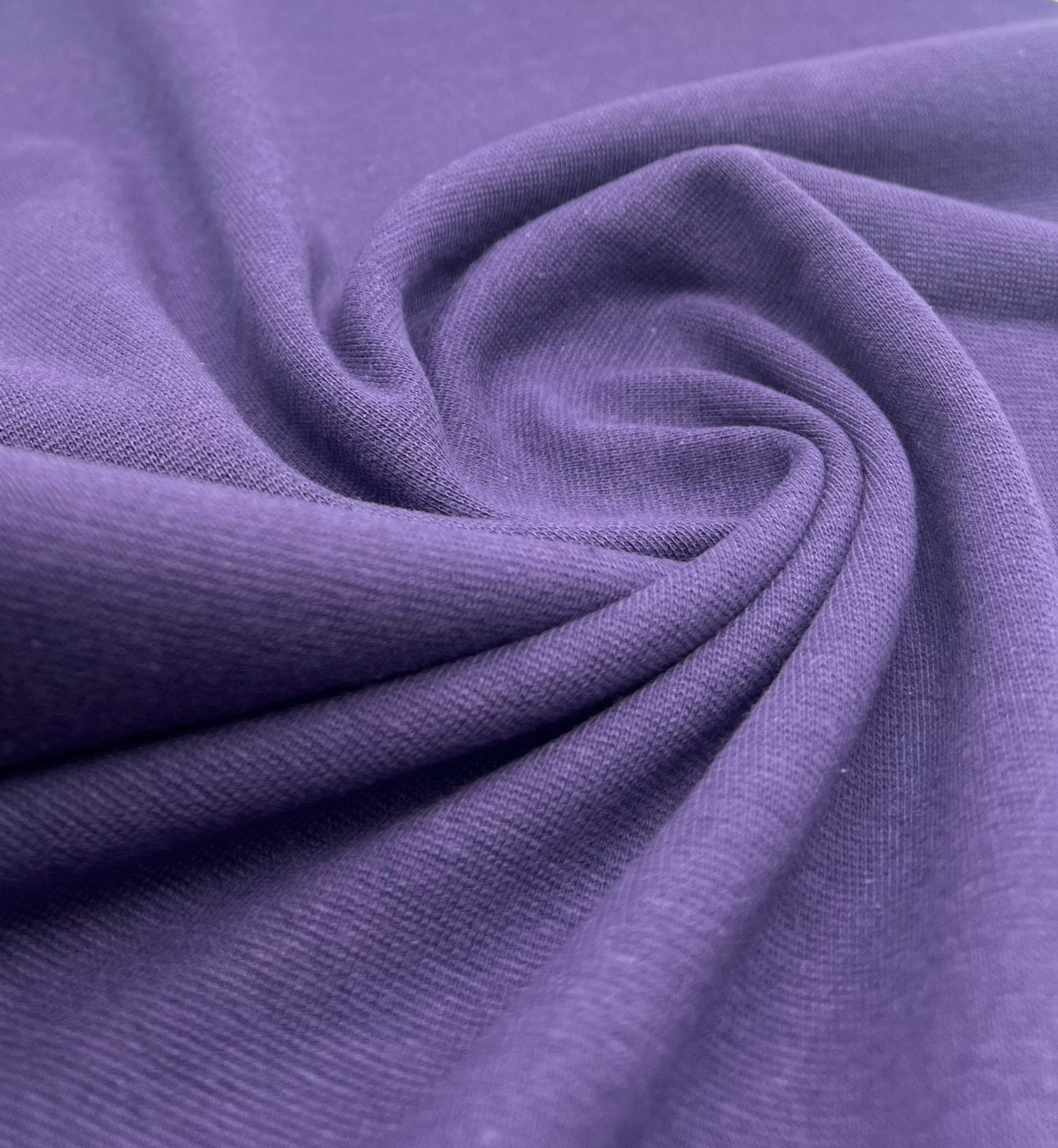 Dark Purple Jersey Cuffing Ribbing Fabric 270 GSM Cotton Knit 70cm Wide