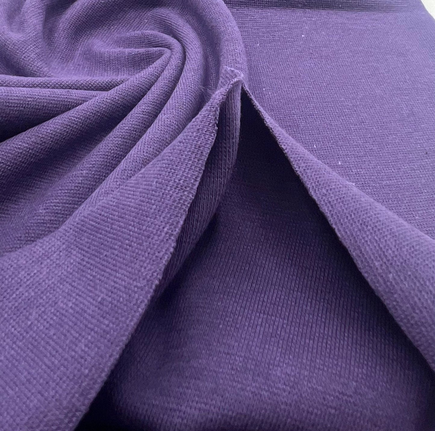 Dark Purple Jersey Cuffing Ribbing Fabric 270 GSM Cotton Knit 70cm Wide