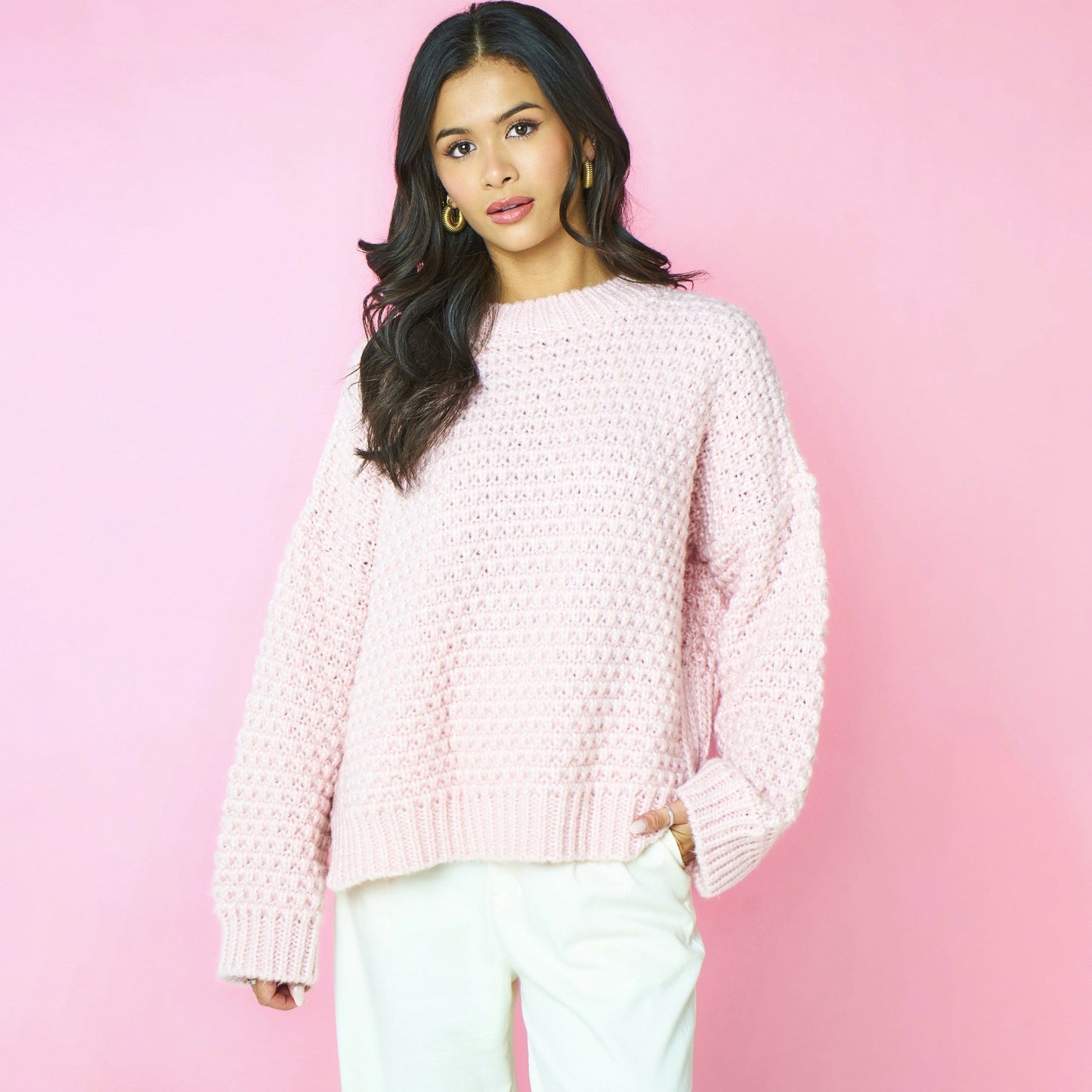 Darwin Relaxed Chunky Knit Jumper Pink
