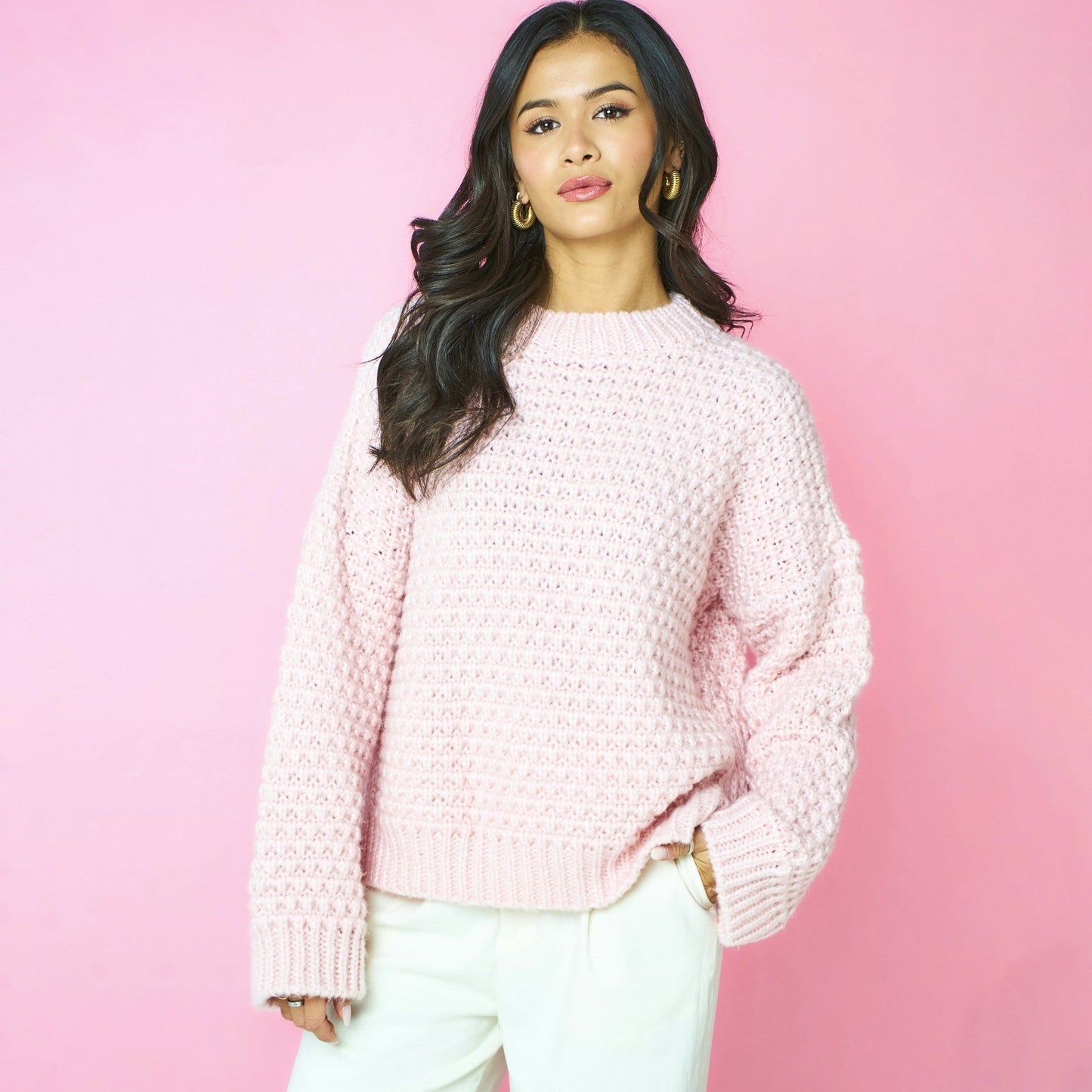 Darwin Relaxed Chunky Knit Jumper Pink