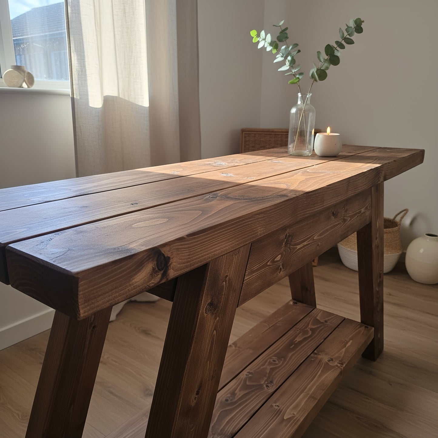 DASI Console Table With Shelf Walnut Colour