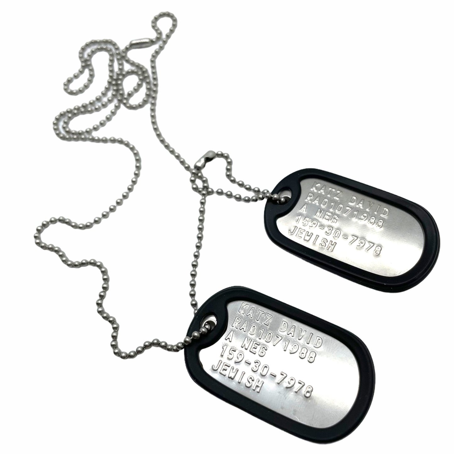 David “Dave” Joseph Katz Umbrella Academy Military Dog Tags Prop Replica - Stainless Steel - Chains&Silencers Included