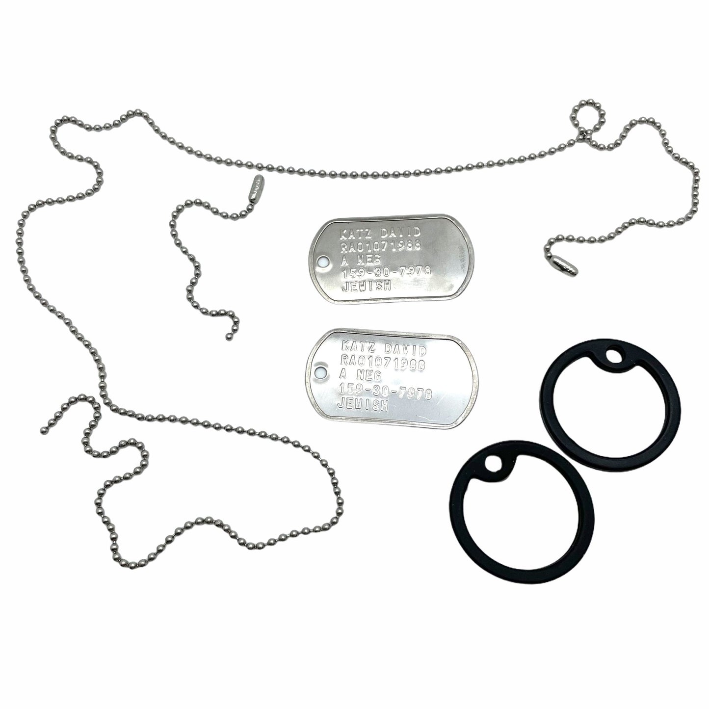 David “Dave” Joseph Katz Umbrella Academy Military Dog Tags Prop Replica - Stainless Steel - Chains&Silencers Included