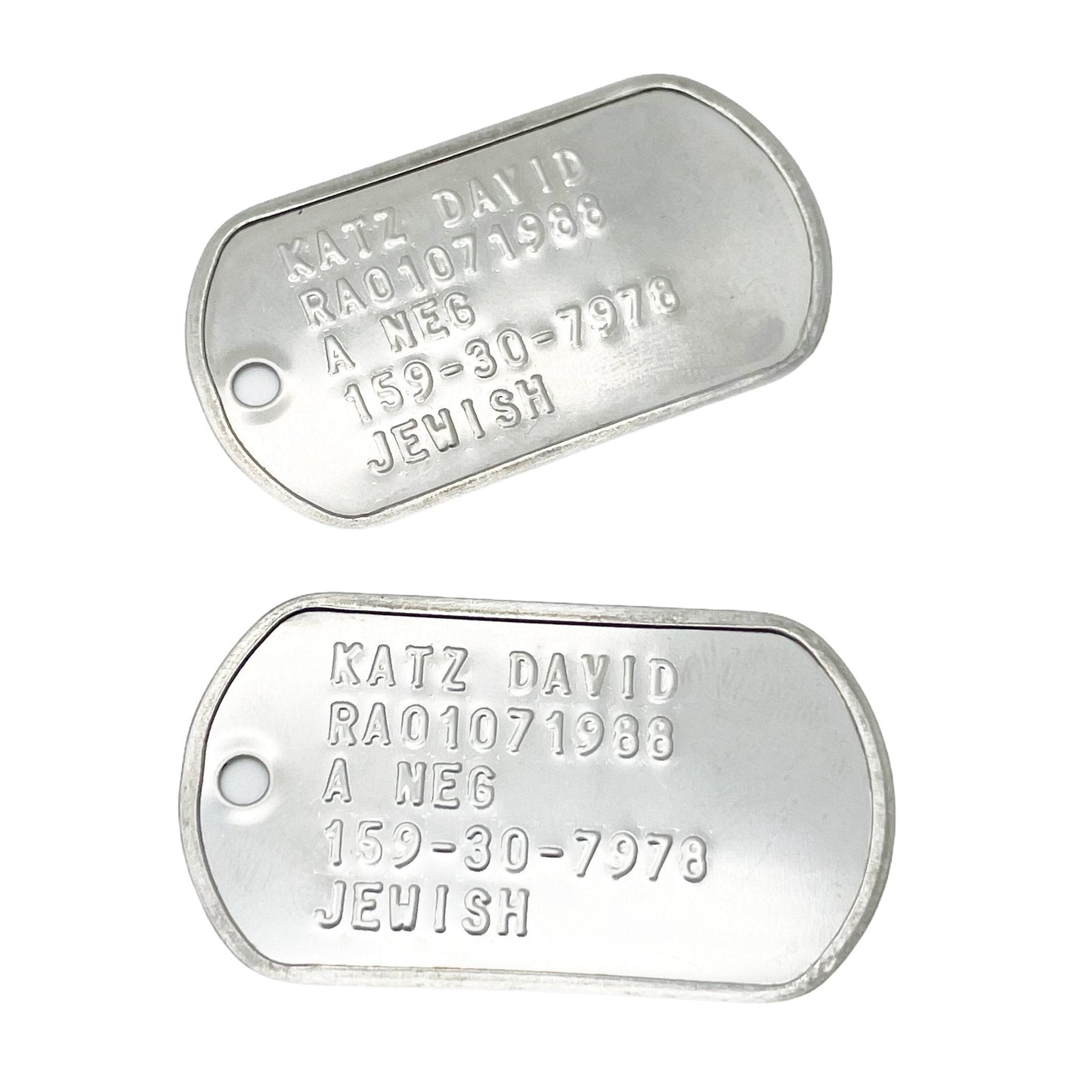 David “Dave” Joseph Katz Umbrella Academy Military Dog Tags Prop Replica - Stainless Steel - Chains&Silencers Included