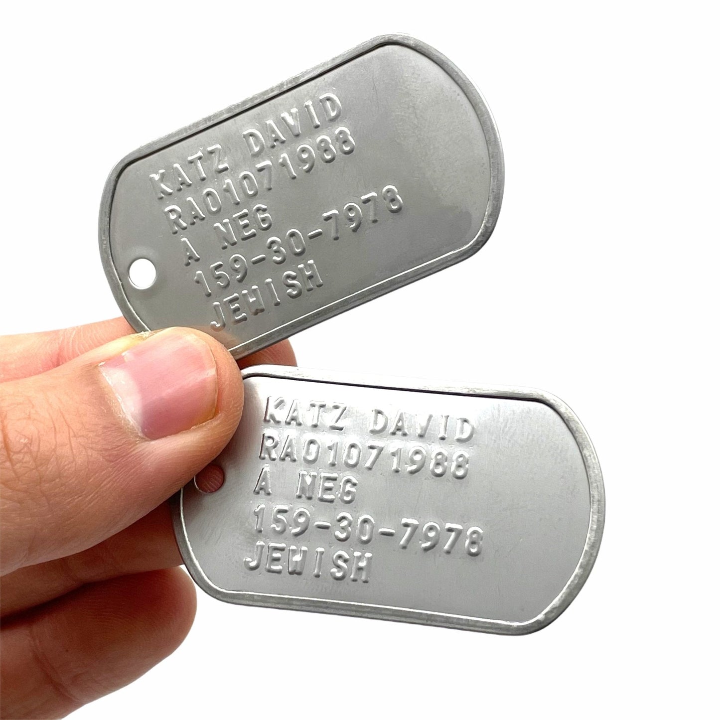 David “Dave” Joseph Katz Umbrella Academy Military Dog Tags Prop Replica - Stainless Steel - Chains&Silencers Included
